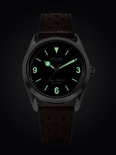 Nivada Grenchen Super Antarctic - 3.6.9 on Tropical Brown Racing Strap