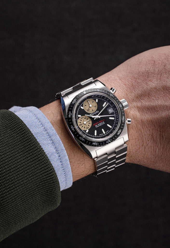 Pre-Order Nivada Grenchen Chronosport Yellow on Bracelet -Swiss Order