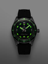 Load image into Gallery viewer, Nivada Antarctic Diver Green No Date Limited Edition 150 pieces with Black Leather Strap