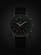 Load image into Gallery viewer, Nivada Grenchen CHRONOKING MECAQUARTZ - INTER.BEZEL GMT on Black Leather