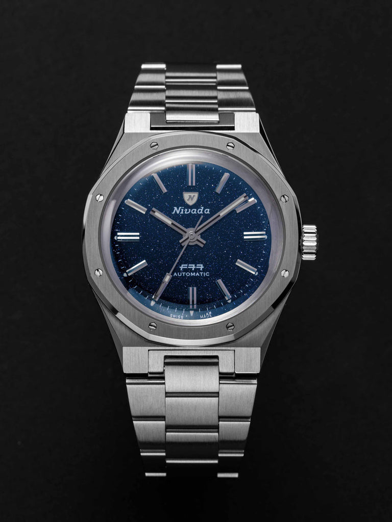 Nivada Grenchen F77 Stainless Steel Dark Blue Aventurine