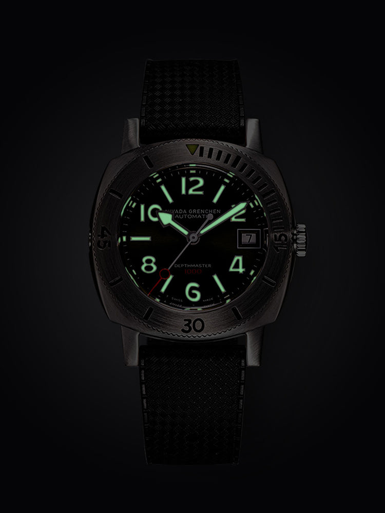Nivada Grenchen Depthmaster  Numerals Date - Green on Tropical Strap