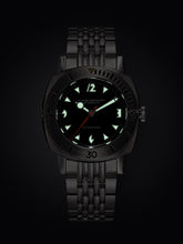 Load image into Gallery viewer, Nivada Grenchen Depthmaster White Pacman on Brown Leather Strap White Stitching
