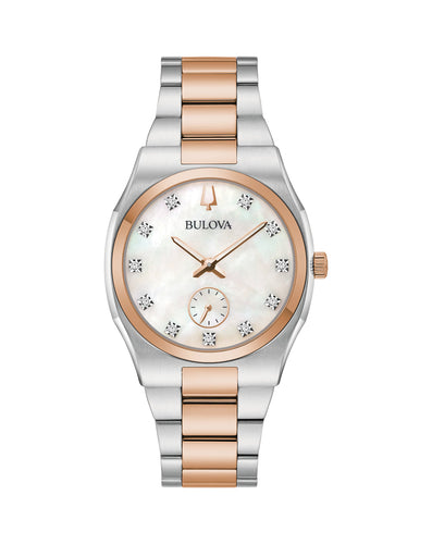 Bulova Women's Classic Surveyor Diamond 2 Tone RG Watch 98P221