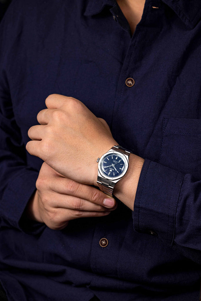 Nivada Grenchen F77 Stainless Steel Dark Blue Aventurine