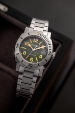 Load image into Gallery viewer, Nivada Grenchen Depthmaster  Numerals Date - Green on Tropical Strap