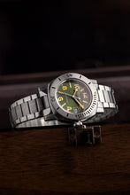 Load image into Gallery viewer, Nivada Grenchen Depthmaster  Numerals Date - Green on Tropical Strap