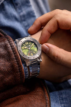 Load image into Gallery viewer, Nivada Grenchen Depthmaster  Numerals Date - Green on Tropical Strap