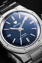 Load image into Gallery viewer, Nivada Grenchen F77 Stainless Steel Dark Blue Aventurine