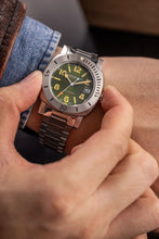 Load image into Gallery viewer, Nivada Grenchen Depthmaster  Numerals Date - Green on Tropical Strap