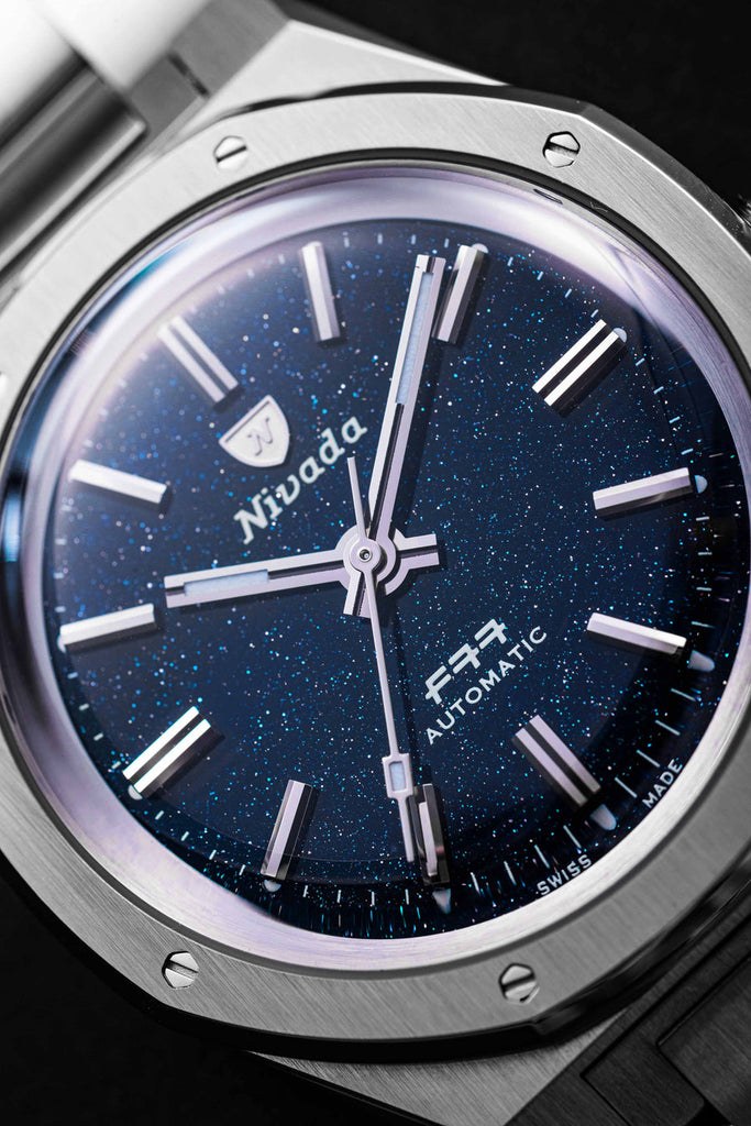 Nivada Grenchen F77 Stainless Steel Dark Blue Aventurine