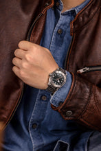 Load image into Gallery viewer, Nivada Grenchen Depthmaster White Pacman on Brown Leather Strap White Stitching