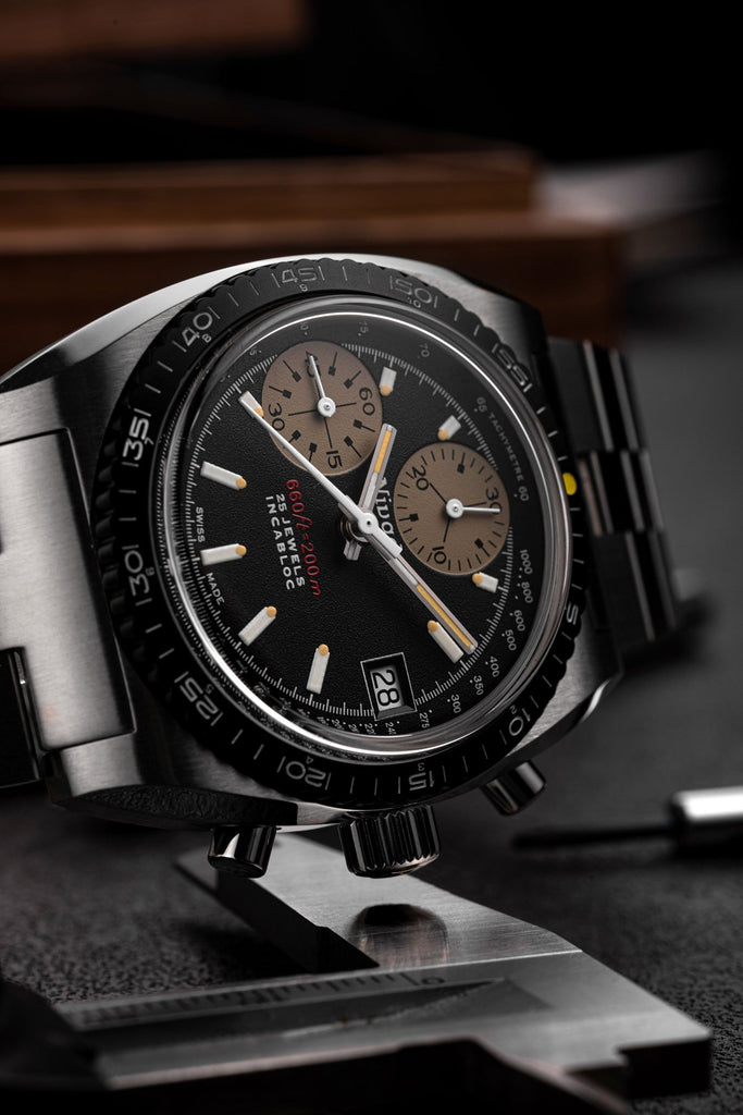 Pre-Order Nivada Grenchen Chronosport Yellow on Bracelet -Swiss Order