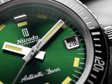 Load image into Gallery viewer, Nivada Antarctic Diver Green No Date Limited Edition 150 pieces with Black Leather Strap