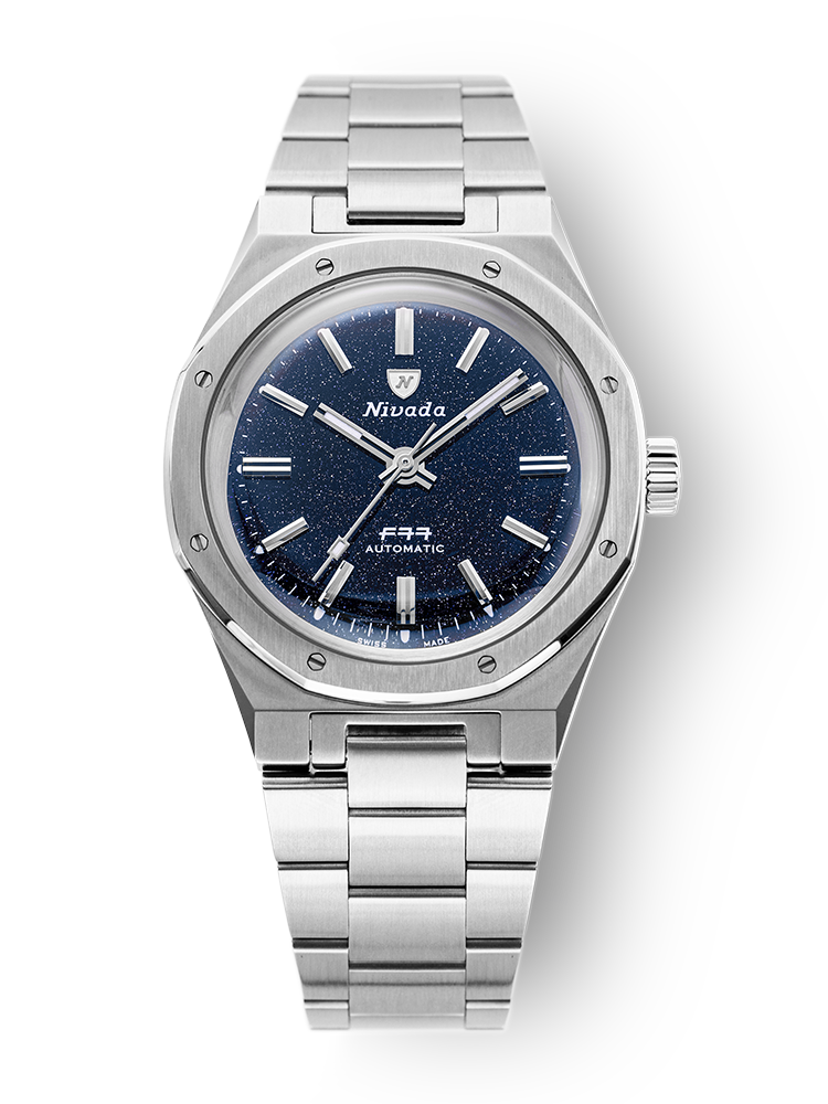 Nivada Grenchen F77 Stainless Steel Dark Blue Aventurine