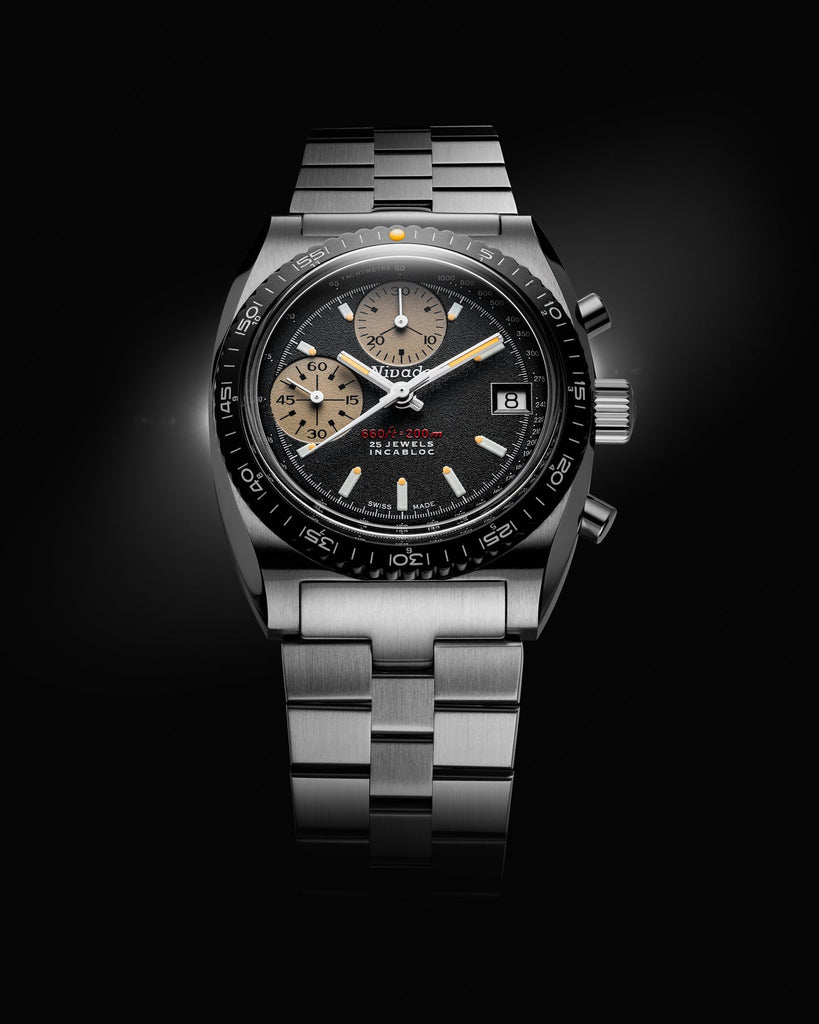 Pre-Order Nivada Grenchen Chronosport Yellow on Bracelet -Swiss Order