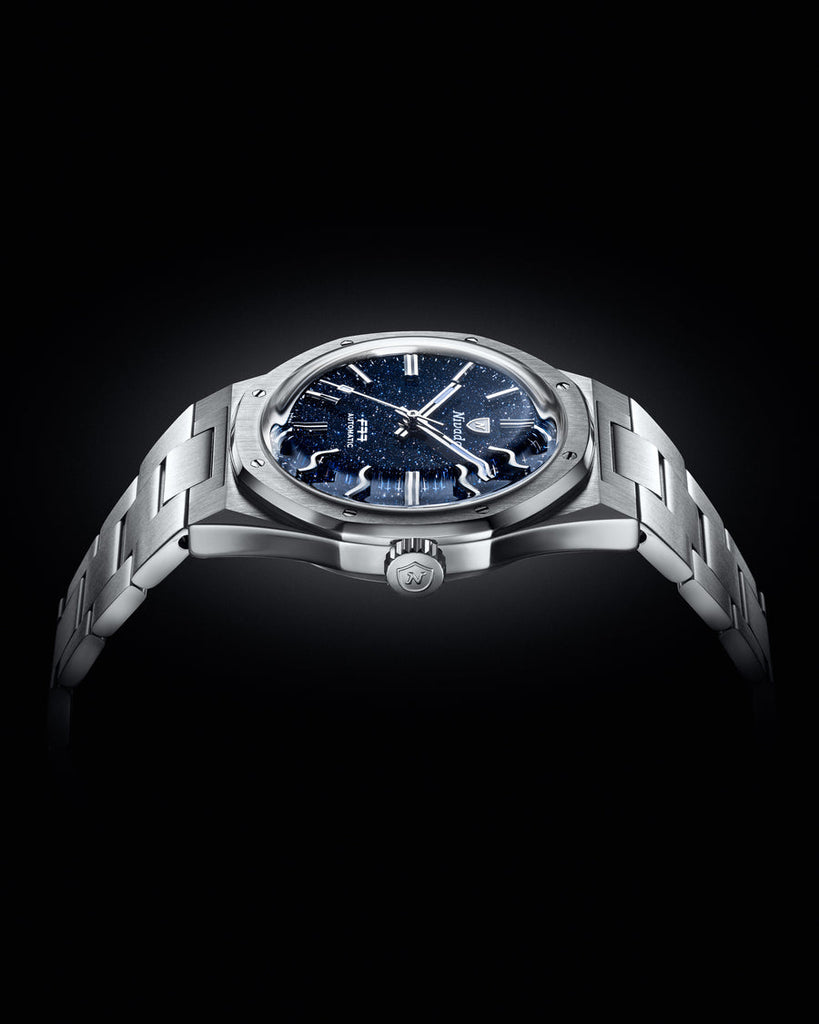 Nivada Grenchen F77 Stainless Steel Dark Blue Aventurine