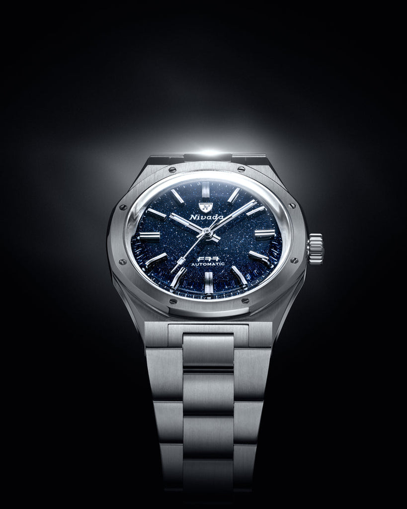 Nivada Grenchen F77 Stainless Steel Dark Blue Aventurine