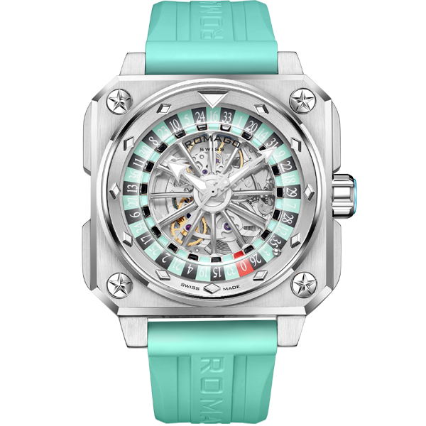 ROULETTE MASTER II SKELETON AUTOMATIC ROBIN EGG BLUE