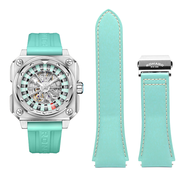 ROULETTE MASTER II SKELETON AUTOMATIC ROBIN EGG BLUE