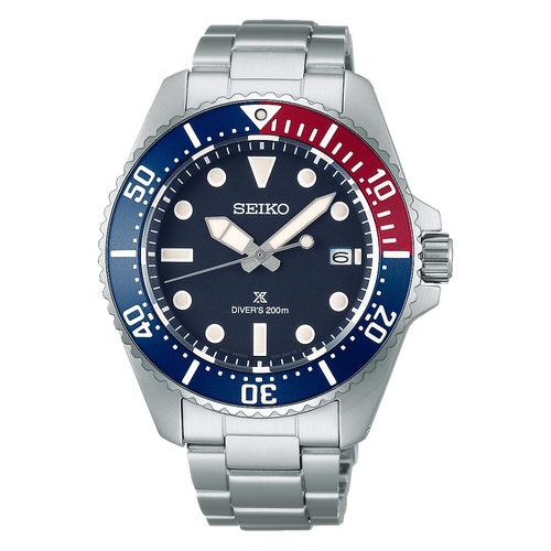 Seiko Prospex Solar Divers Watch SNE595P Blue/ Red Bezel