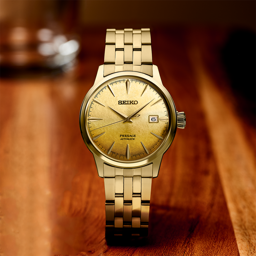 SEIKO Presage Cocktail Time Automatic Watch  Gold - Ombre Yellow PVD SRPK46J