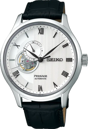 SEIKO Presage Japanese Garden Open Heart Automatic Watch White Dial Leather SSA379J