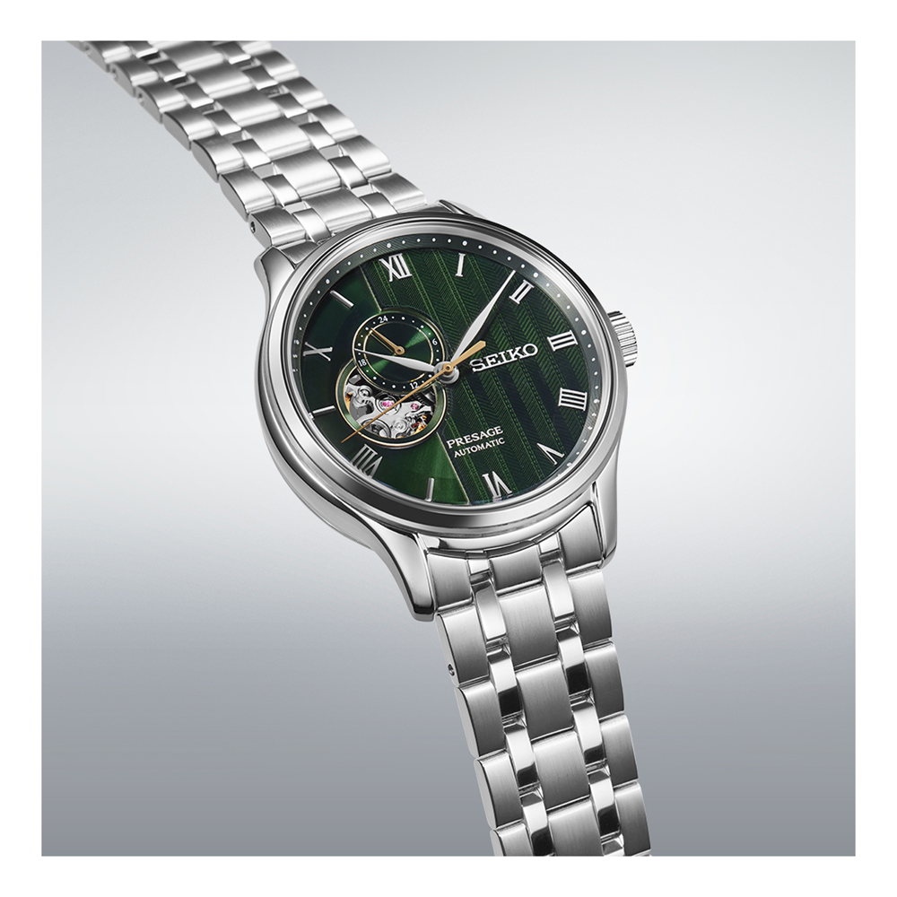 SEIKO Presage Japanese Garden Open Heart Automatic Watch Green SSA463J