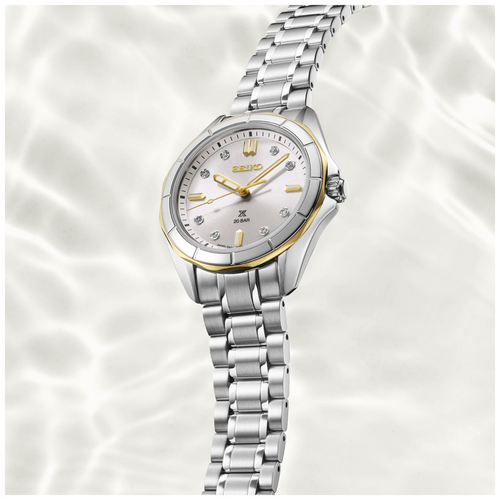Seiko Prospex Sea Quartz Analogue Diamond Indices Watch 2 Tones bezel PVD SUR618