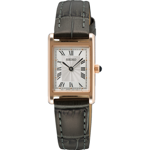 Seiko Discover More Quartz Analogue Watch RG PVD on Leather SWR096