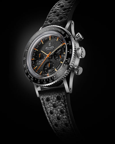 Nivada Grenchen CHRONOKING MECAQUARTZ - INTER.BEZEL Tachymeter on Black Leather