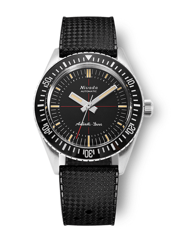 Nivada Antarctic Diver No Date with Tropical Black Rubber Strap
