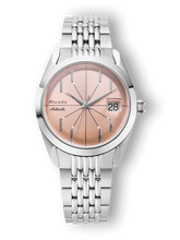 Load image into Gallery viewer, Nivada Grenchen Antarctic Spider Salmon With Date on Beads of Rice Bracelet