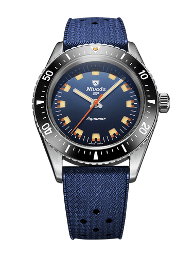Nivada Antarctic Diver Aquamar Blue with Tropical Blue Rubber Strap