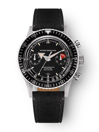 Nivada Grenchen Chronomaster Broad Arrow - Manual Black on Black Leather Strap