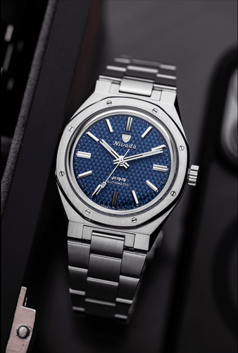Nivada Grenchen F77 Blue No Date on Bracelet