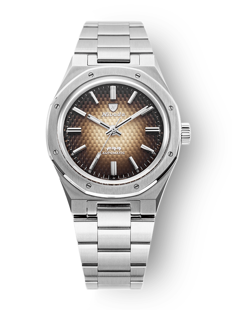Nivada Grenchen F77 Brown Smoked No Date on Bracelet