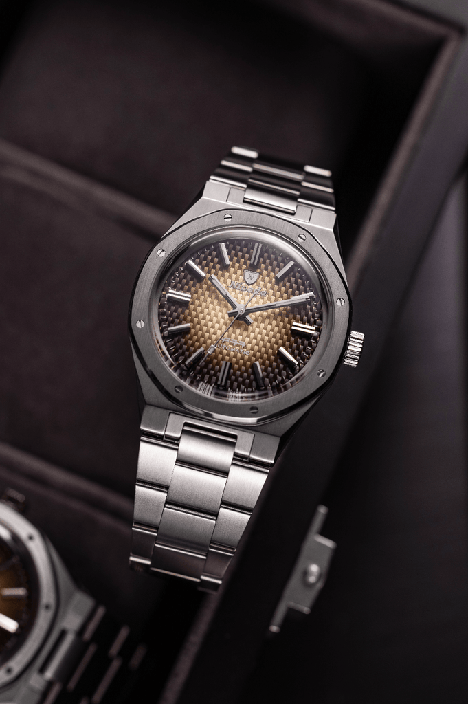 Nivada Grenchen F77 Brown Smoked No Date on Bracelet