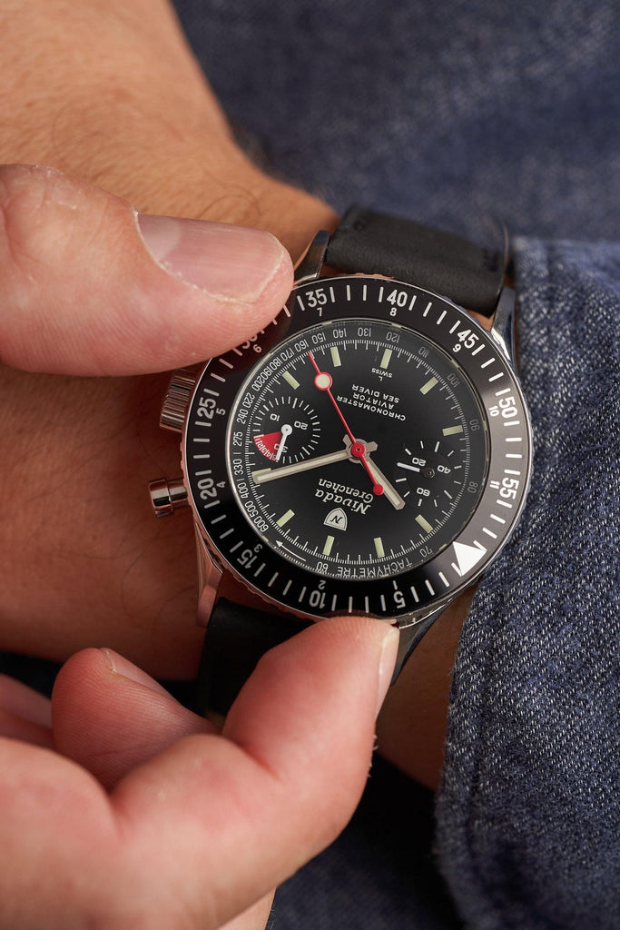 Nivada Grenchen Chronomaster Lollipop - Manual on Black Tropic Strap