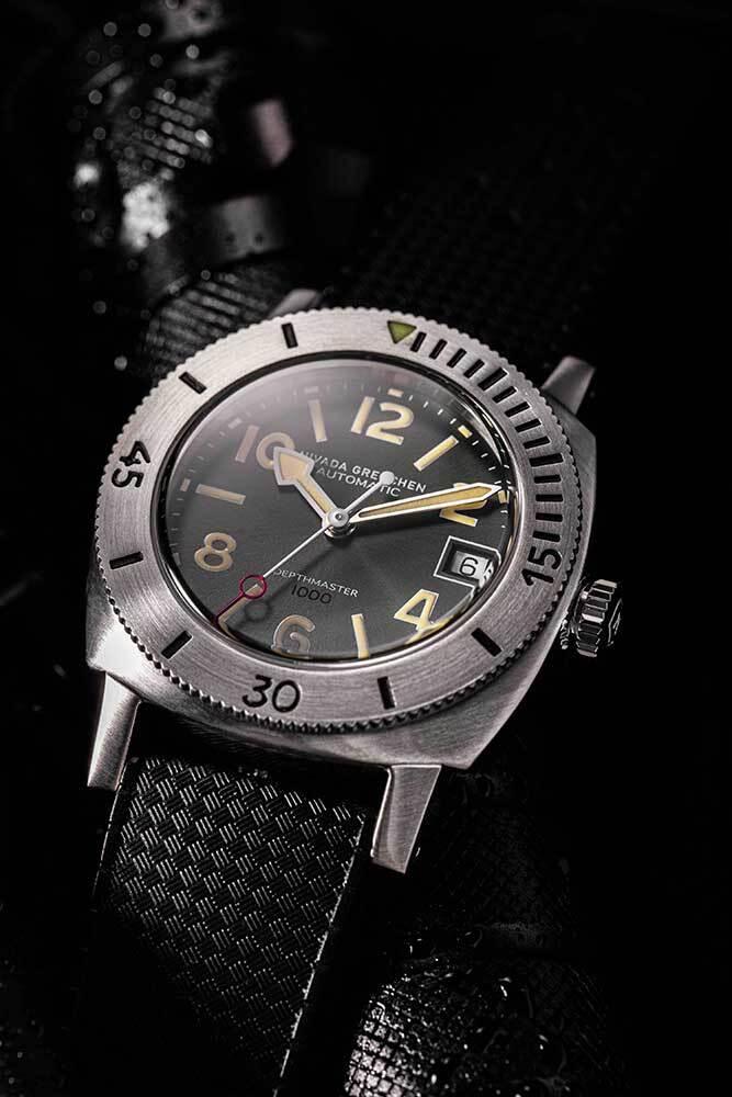 Nivada Grenchen Depthmaster  Numerals Date - Green on Tropical Strap