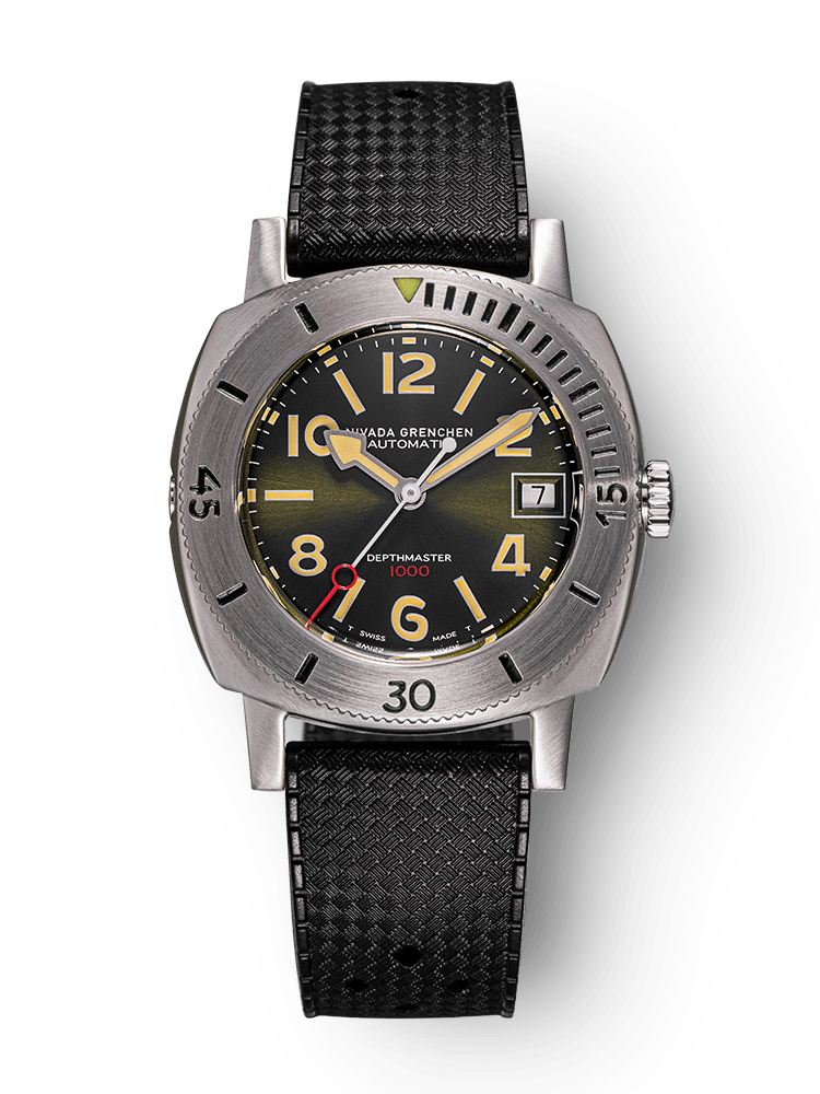 Nivada Grenchen Depthmaster  Numerals Date - Green on Tropical Strap