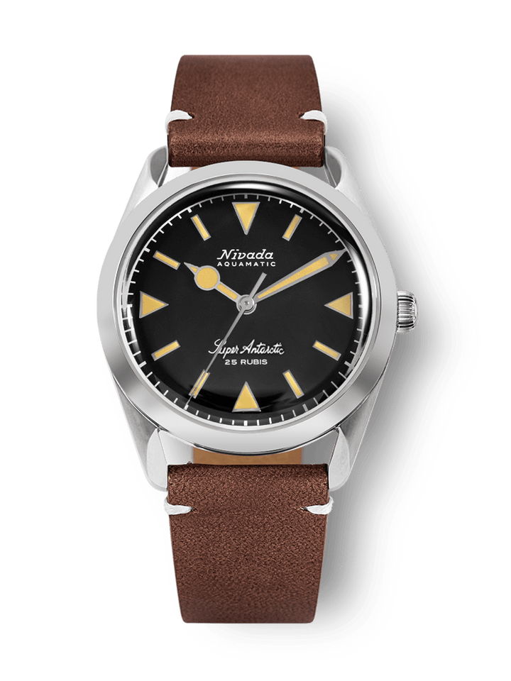 Nivada Grenchen Super Antarctic - Yellow on Brown Leather White Stitches