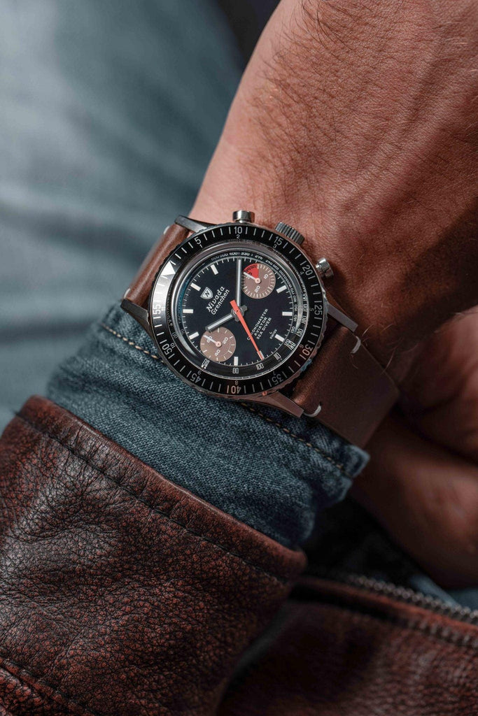 Nivada Grenchen Chronomaster White Orange Boy - Manual on Bracelet