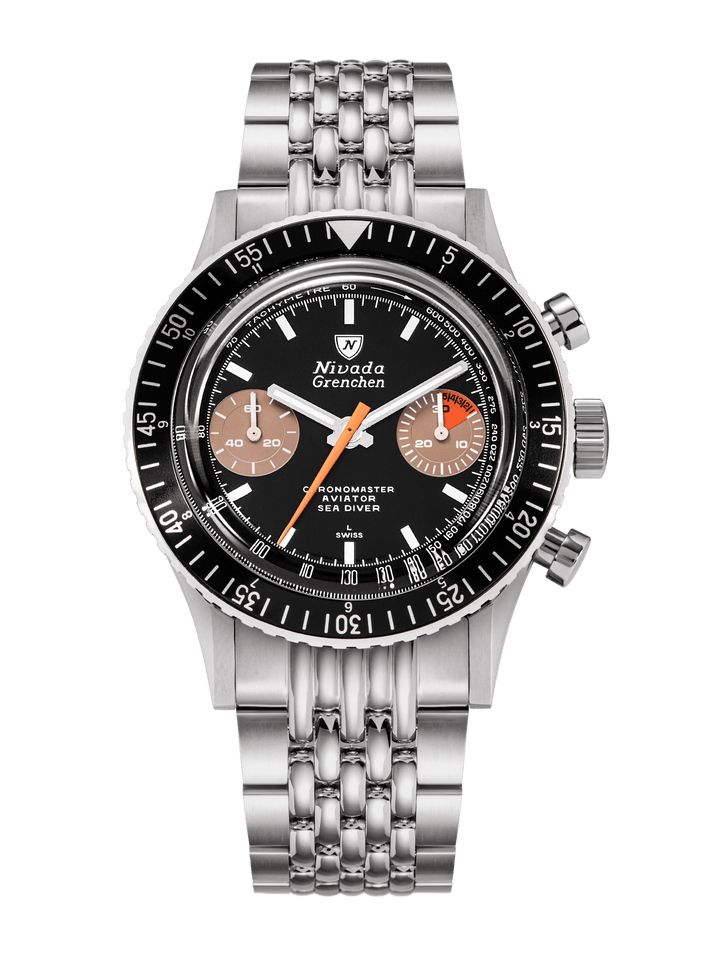 Nivada Grenchen Chronomaster White Orange Boy - Manual on Bracelet