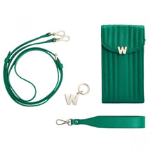 Load image into Gallery viewer, Wolf Mimi Phone Case with Wristlet &amp; Lanyard Green