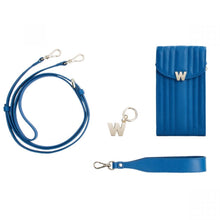 Load image into Gallery viewer, Wolf Mimi Phone Case with Wristlet &amp; Lanyard Blue