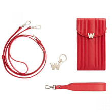 Load image into Gallery viewer, Wolf Mimi Phone Case with Wristlet &amp; Lanyard Red