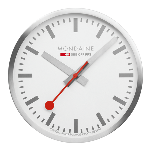 Mondaine Official Silver Pure Wall Clock 40cm