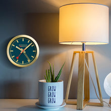 Load image into Gallery viewer, Mondaine Official Swiss Railways Deep Ocean Blue Alarm Clock 125mm