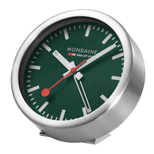 Load image into Gallery viewer, Mondaine Official Swiss Railways Green Alarm Clock